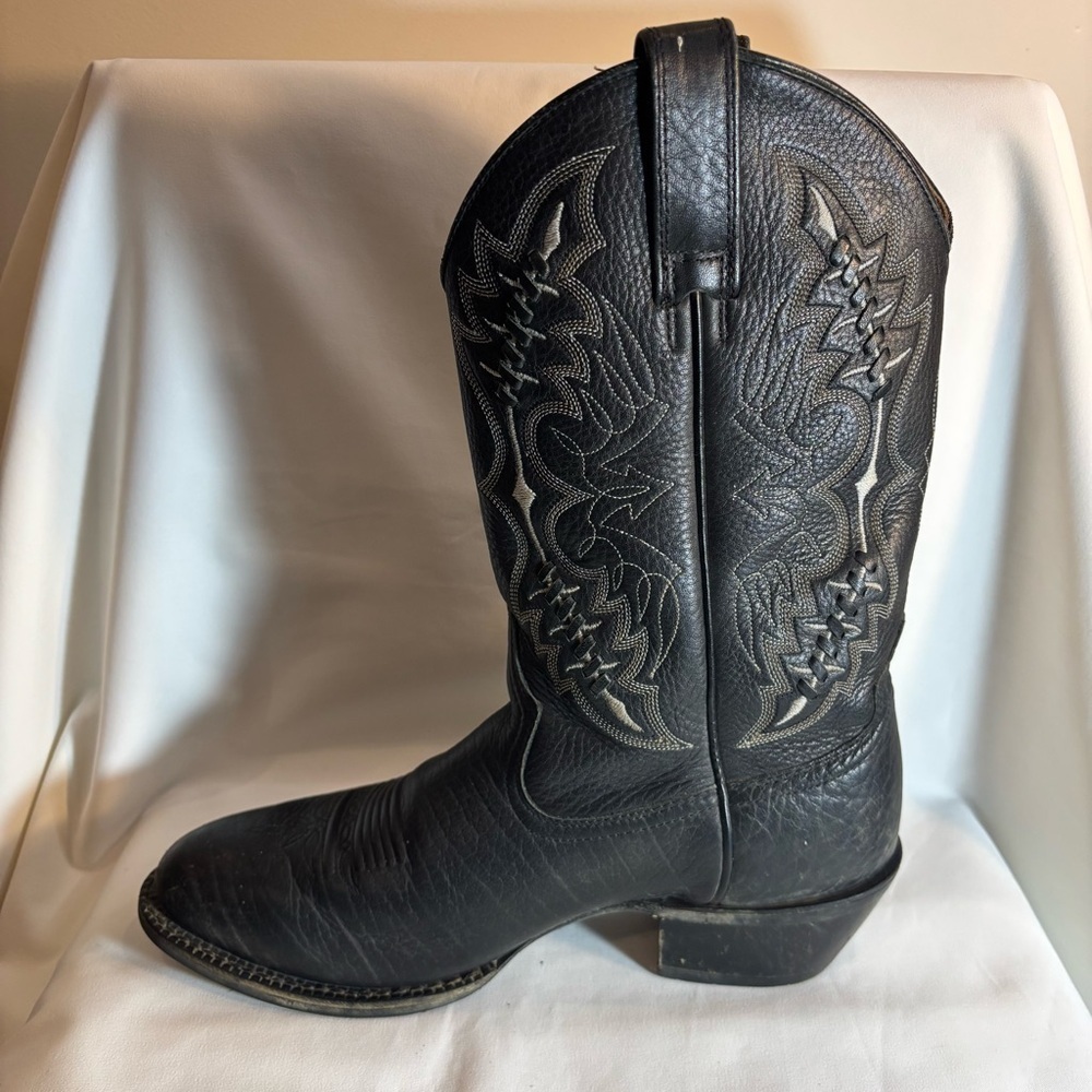 ARIAT Sz 9EE 4LR Black Leather Cowboy Boots with Contrasting Stitching - Picture 5 of 14